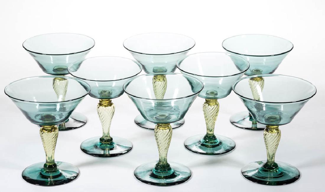 STEUBEN TWIST-STEM ART GLASS WINES, LOT OF EIGHT (1 of 1)