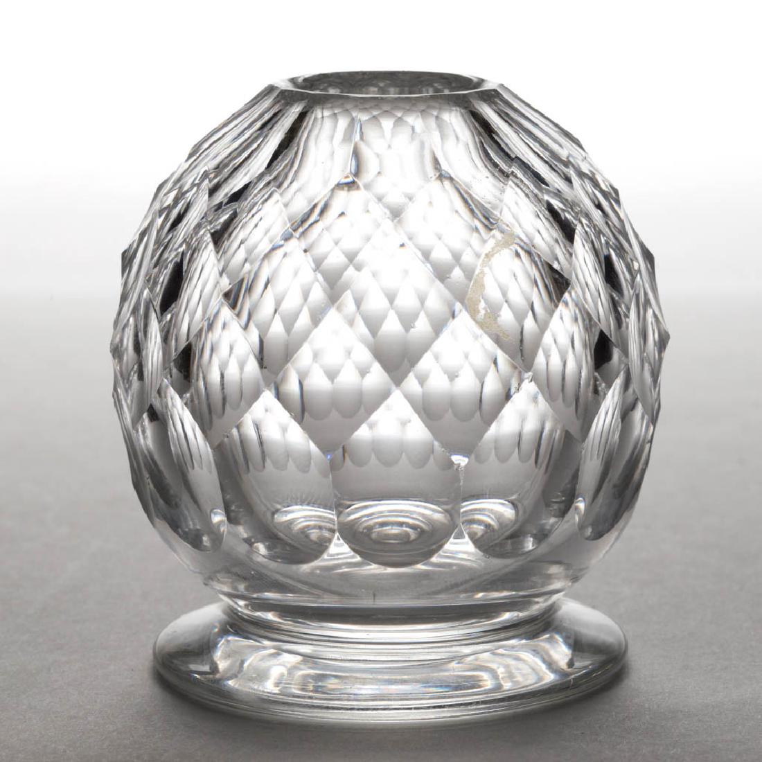 STEUBEN DIAMOND ART GLASS - CUT FOOTED ROSE BOWL (1 of 1)