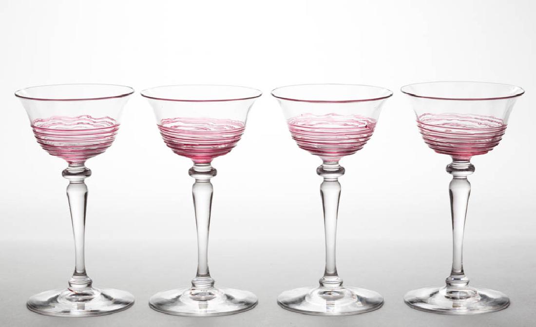 STEUBEN REEDED ART GLASS WINES, LOT OF FOUR (1 of 1)