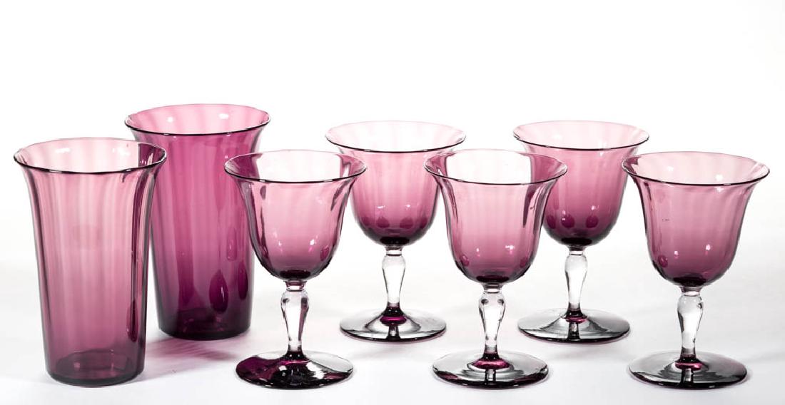 STEUBEN PANEL-OPTIC ART GLASS DRINKING ARTICLES, LOT OF (1 of 1)