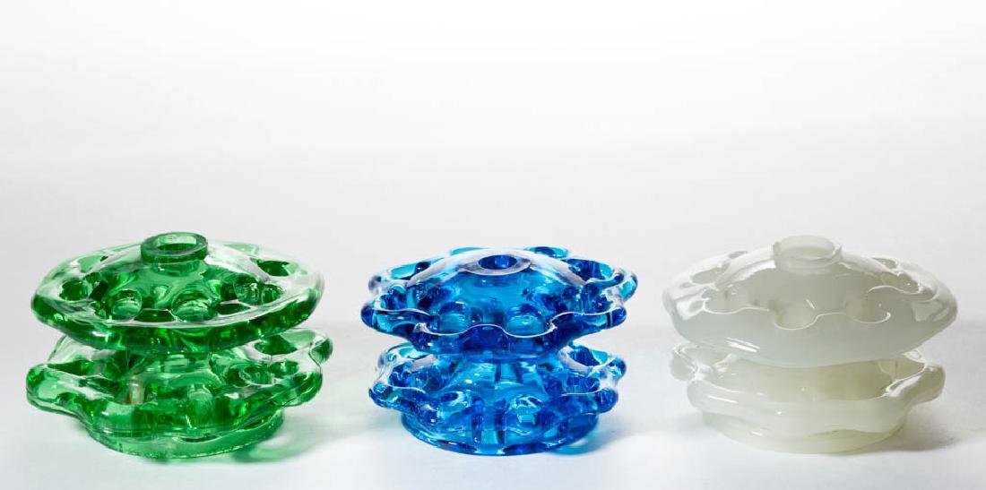 STEUBEN ART GLASS FLOWER FROGS, LOT OF THREE (1 of 1)