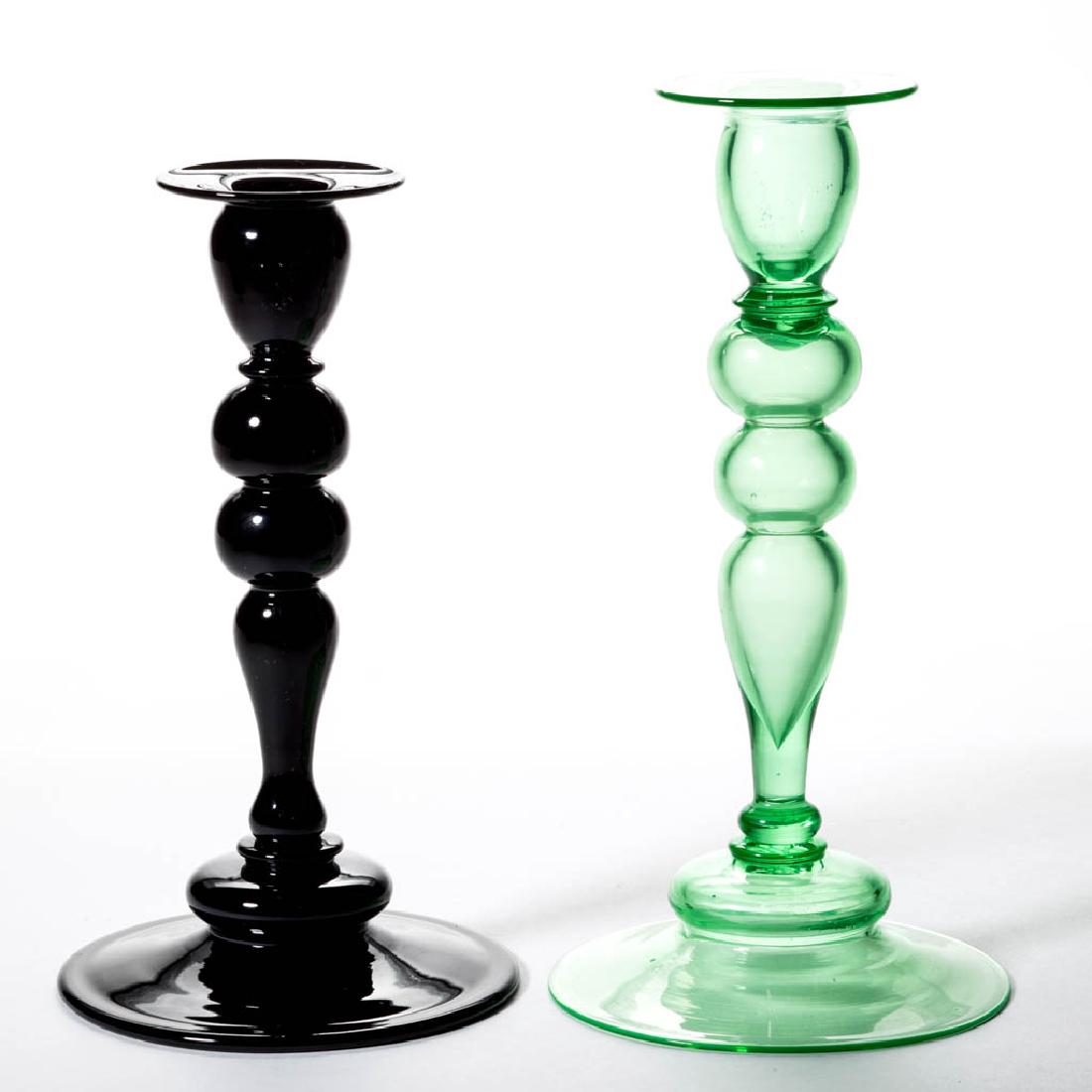 STEUBEN ART GLASS CANDLESTICKS, LOT OF TWO (1 of 1)