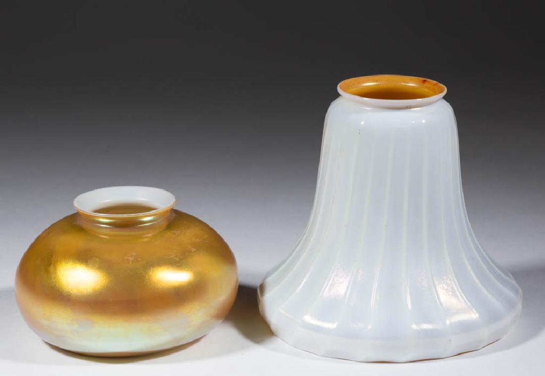 STEUBEN GOLD CALCITE ART GLASS LAMP SHADES, LOT OF TWO (1 of 1)