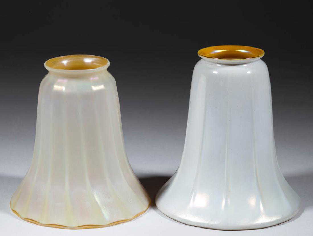 Steuben Gold Calcite Art Glass Lamp Shades Lot Of Two