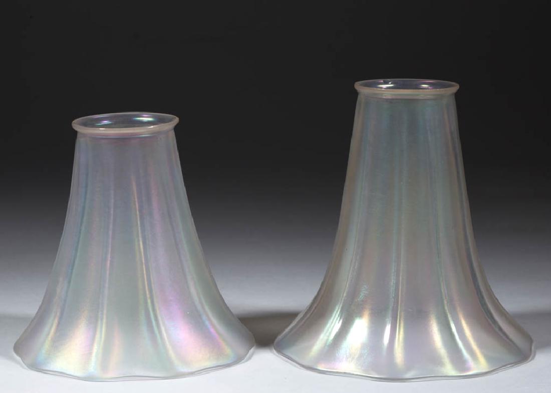 STEUBEN VERRE DE SOIE ART GLASS LAMP SHADES, LOT OF TWO (1 of 1)