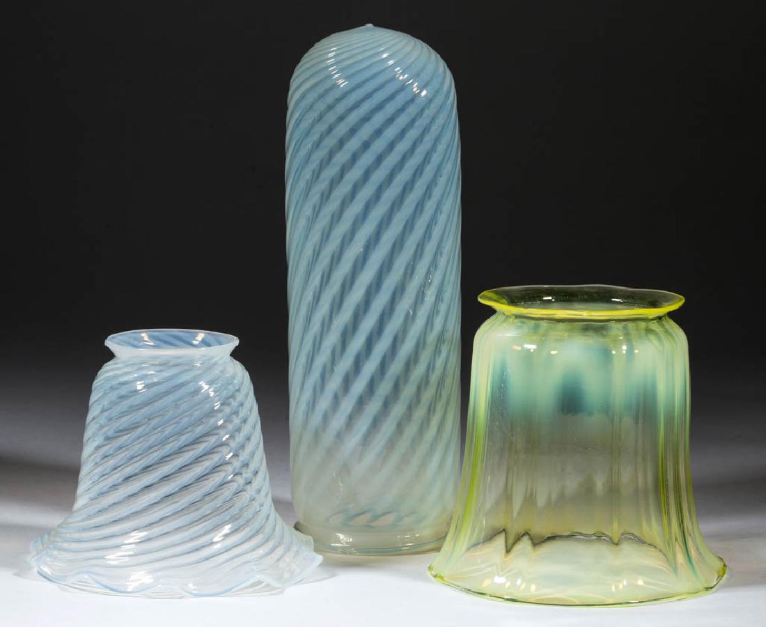 ASSORTED OPALESCENT ART GLASS LAMP SHADES, LOT OF THREE (1 of 1)