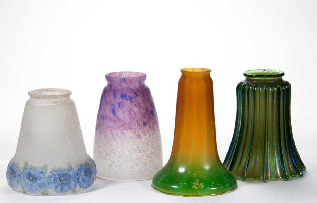ASSORTED ART GLASS LAMP SHADES, LOT OF FOUR (1 of 1)