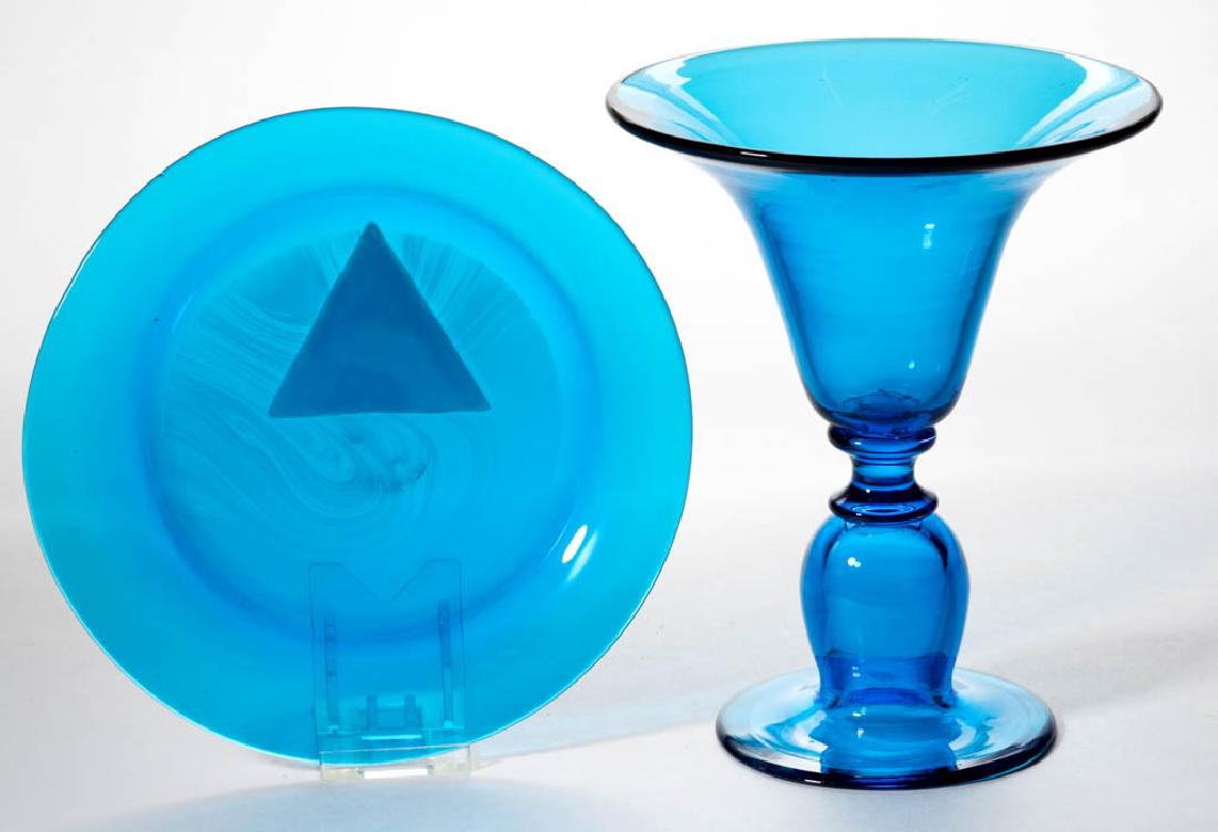 ASSORTED CELESTE BLUE ART GLASS ARTICLES, LOT OF TWO (1 of 1)