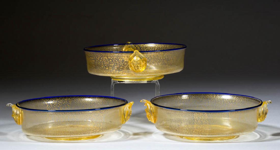 VENETIAN / MURANO AVENTURINE ART GLASS BOWLS, LOT OF (1 of 1)