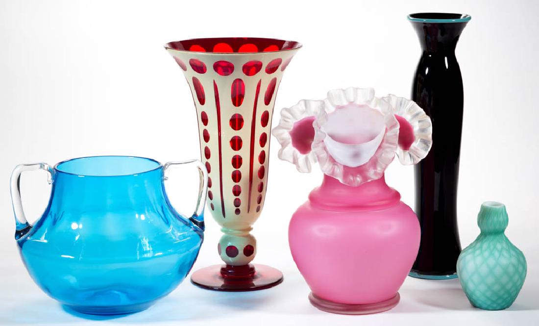 ASSORTED GLASS VASES, LOT OF FIVE (1 of 1)