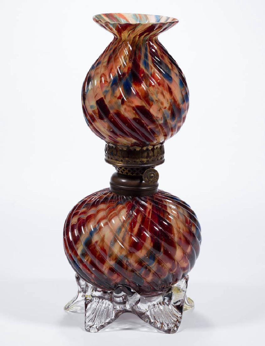 RIBBED SWIRL SPATTER GLASS MINIATURE LAMP (1 of 1)