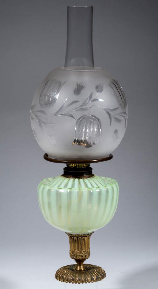 OPALESCENT STRIPE KEROSENE LAMP FONT (1 of 1)