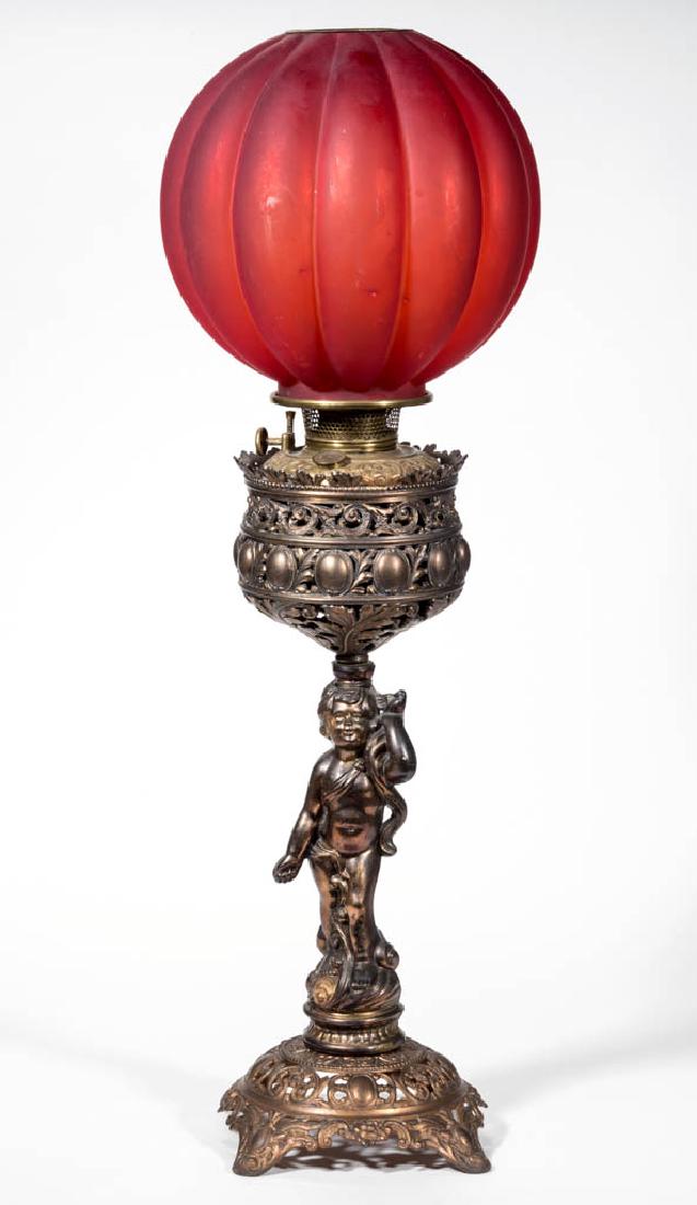 BRADLEY & HUBBARD FIGURAL CHERUB BANQUET STAND LAMP (1 of 1)