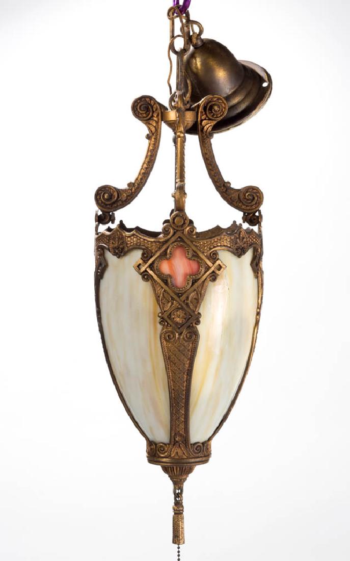 VICTORIAN SLAG GLASS HALL LAMP (1 of 1)