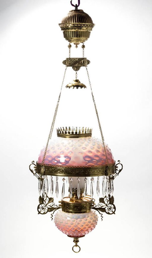Charles Parker Co Brass Hanging Library Lamp