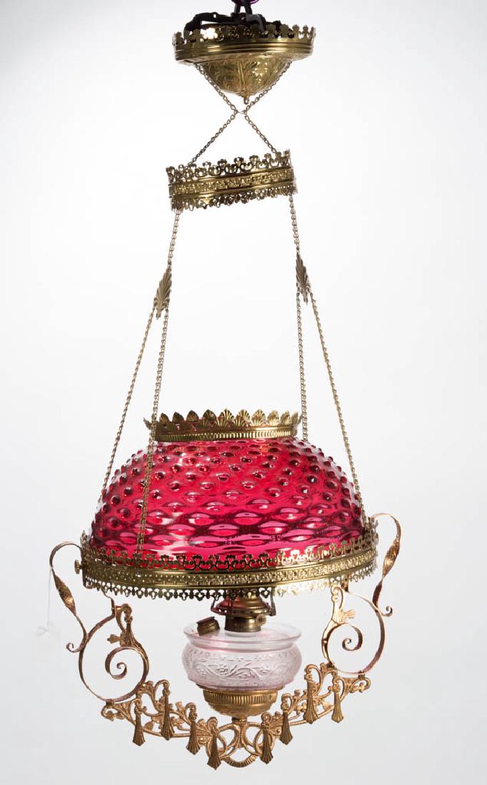 BRADLEY & HUBBARD BRASS HANGING / LIBRARY LAMP (1 of 2)