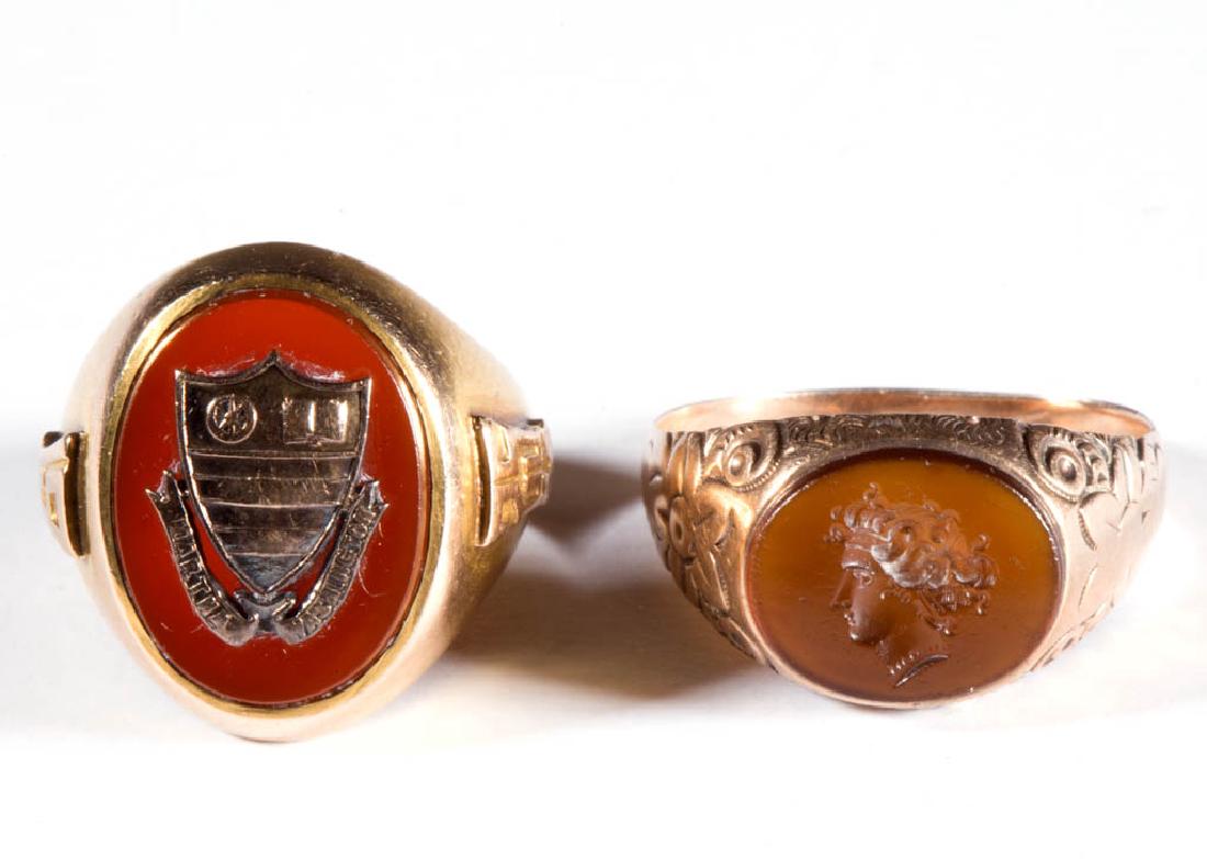 VINTAGE 10K GOLD MEN'S RINGS, LOT OF TWO (1 of 2)