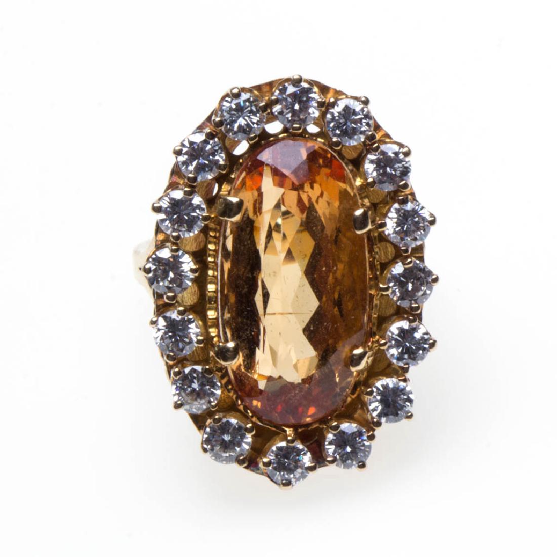 VINTAGE 18K GOLD, DIAMOND, AND IMPERIAL TOPAZ RING (1 of 3)