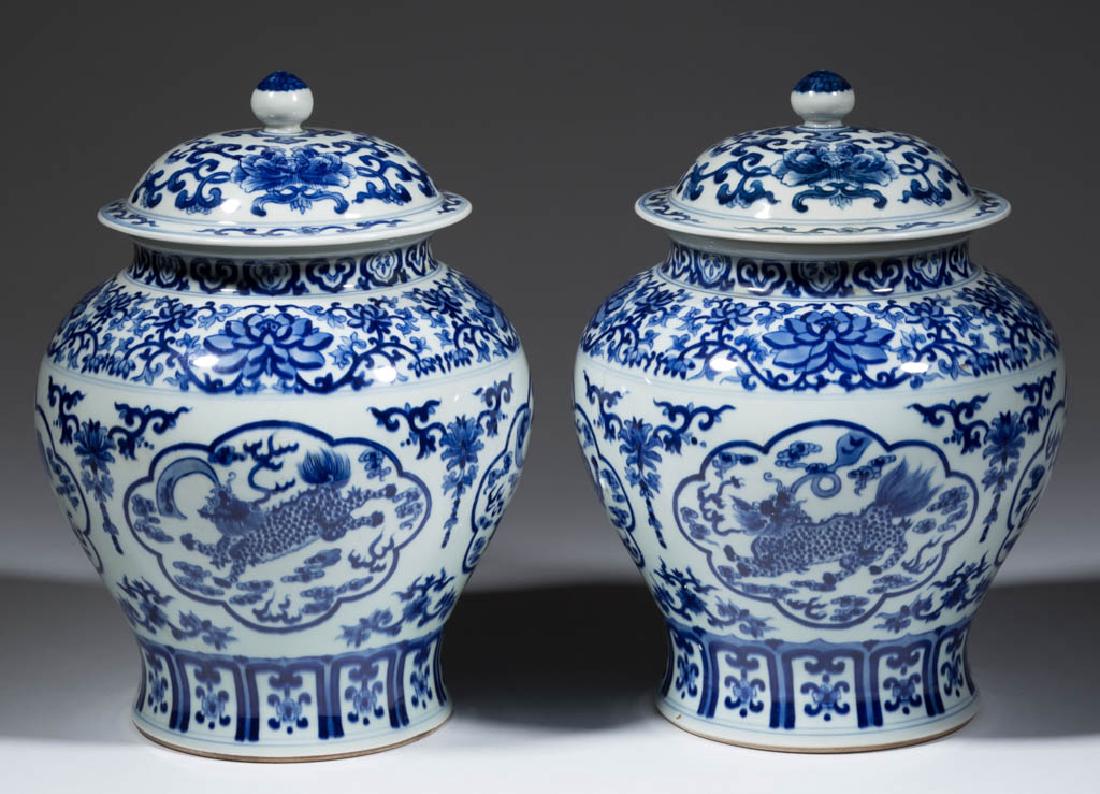 CHINESE EXPORT QING-STYLE PORCELAIN PAIR OF JARS (1 of 7)