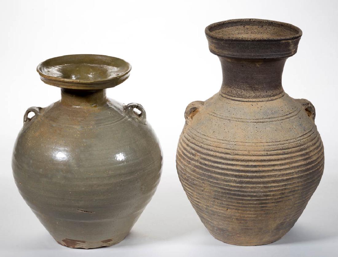 CHINESE MING / HAN HU FORM STONEWARE JARS, LOT OF TWO (1 of 6)