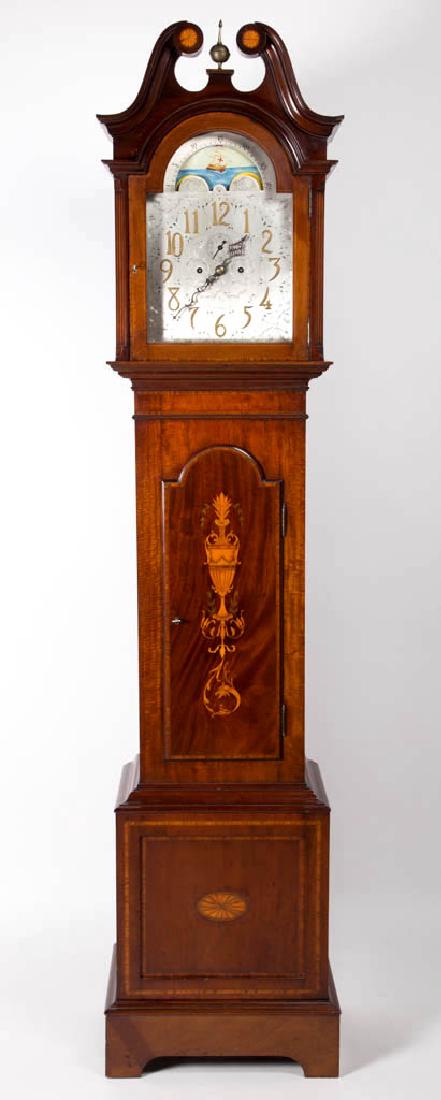 AMERICAN MARQUETRY-INLAID TALL-CASE CLOCK (1 of 3)
