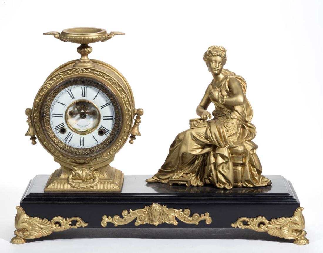 NEW HAVEN CLOCK CO. METAL FIGURAL CLOCK (1 of 3)