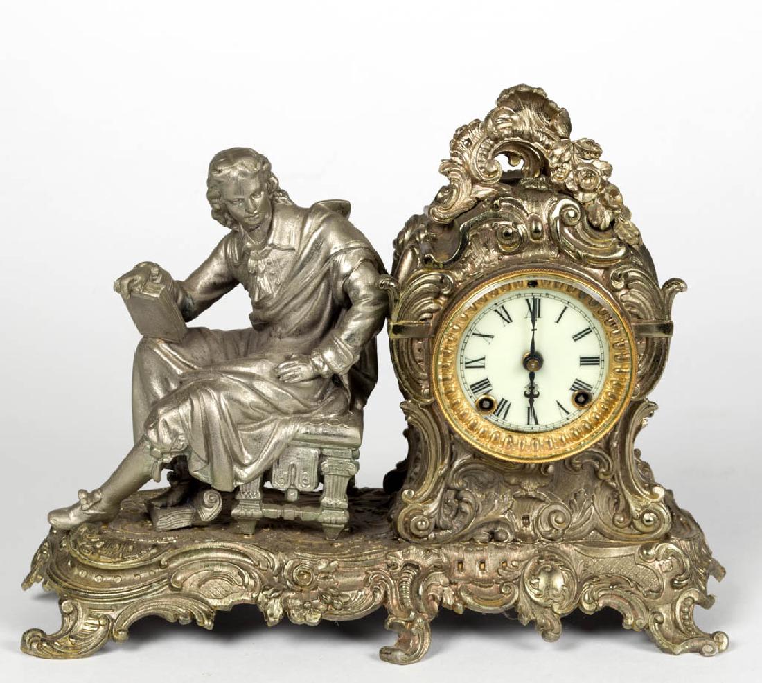 ANSONIA CAST-METAL "RACINE" FIGURAL CLOCK (1 of 2)