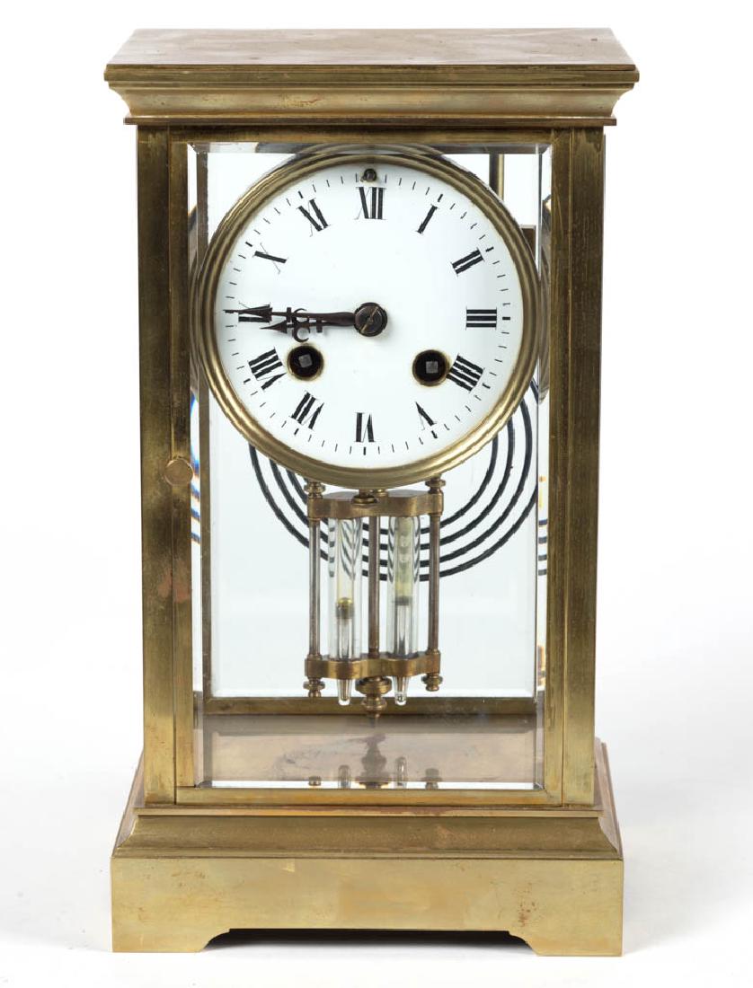 FRENCH BRASS AND GLASS CRYSTAL REGULATOR CLOCK (1 of 5)