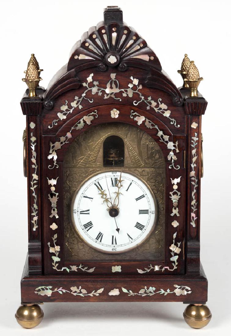 CHINESE EXPORT MOTHER-OF-PEARL INLAY BRACKET CLOCK (1 of 6)