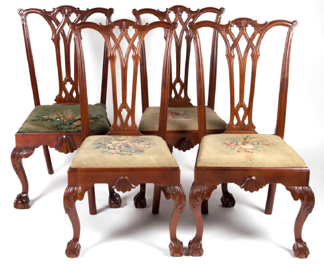 ASSEMBLED SET OF FOUR CHIPPENDALE-STYLE CARVED MAHOGANY (1 of 3)