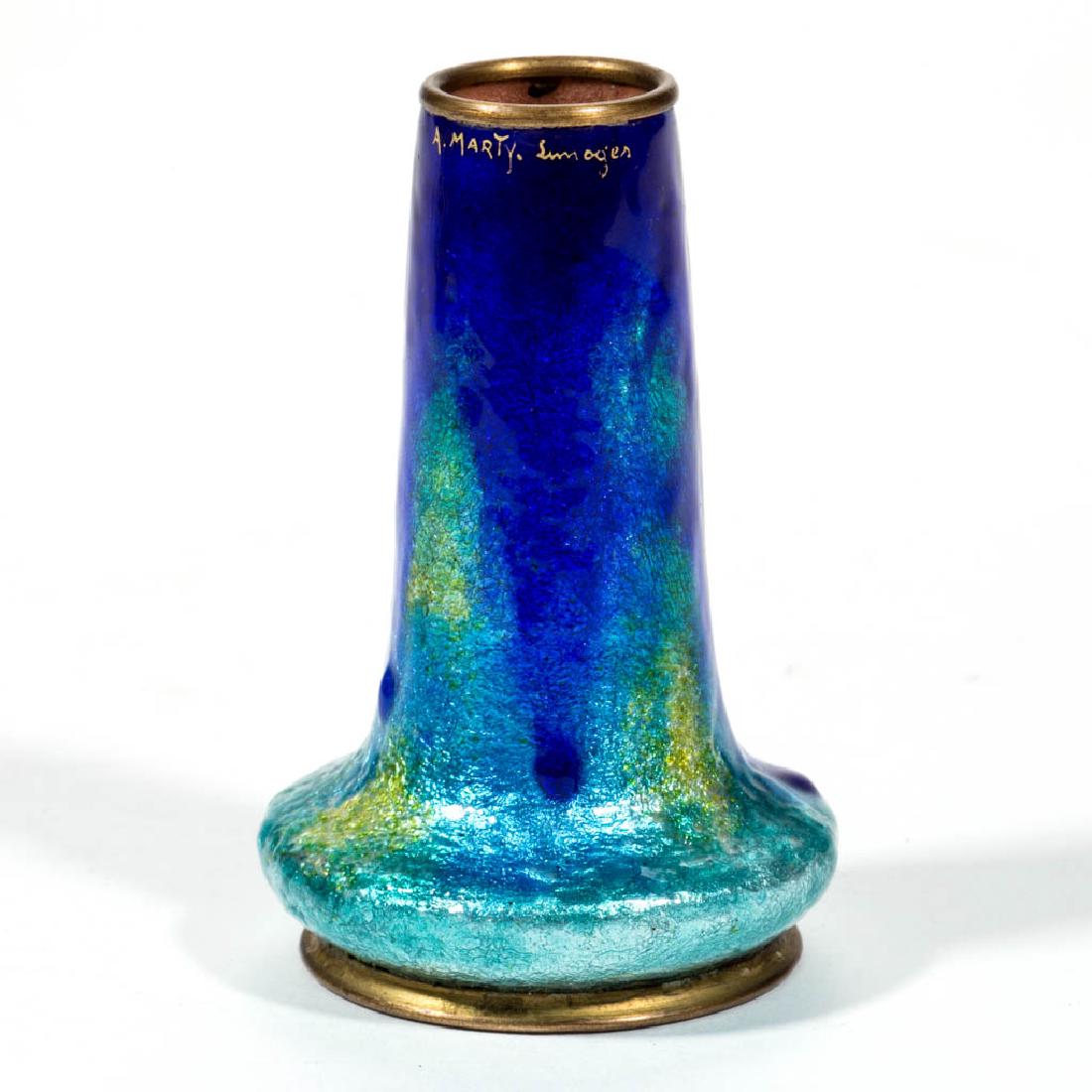 FRENCH ALEXANDER MARTY LIMOGES ENAMEL CABINET VASE (1 of 2)