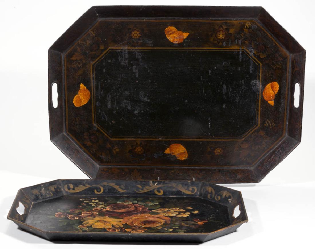 PAINT-DECORATED TOLE SERVING TRAYS, LOT OF TWO (1 of 1)