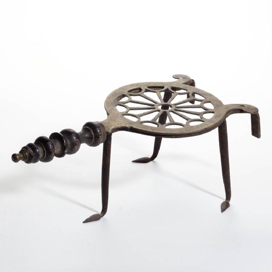 ENGLISH BRASS AND WROUGHT-IRON HEARTH TRIVET (1 of 1)