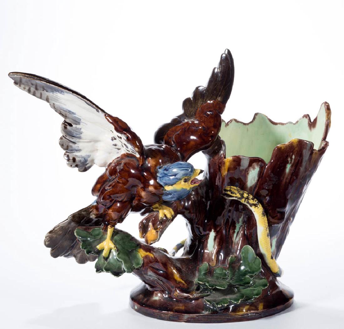 FRENCH MAJOLICA THOMAS SARGENT CERAMIC VASE (1 of 5)