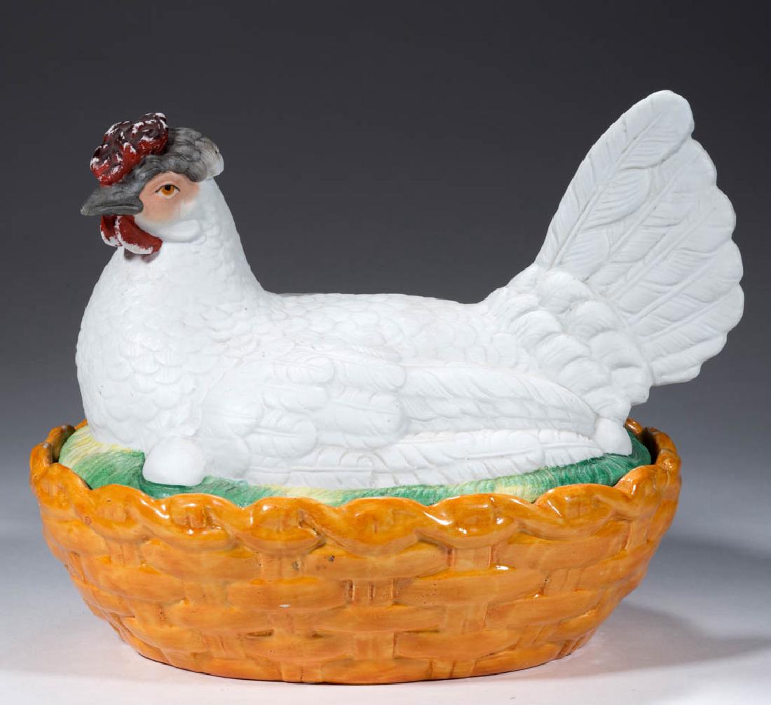 ENGLISH DRY BODIED CERAMIC HEN ON NEST (1 of 2)