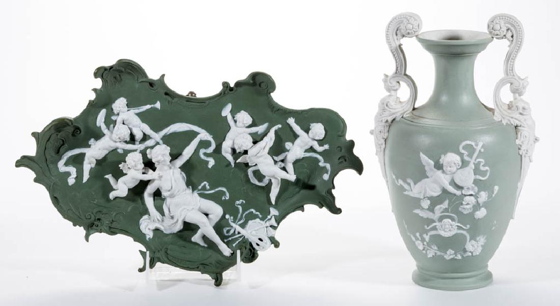 CONTINENTAL JASPERWARE CERAMIC ARTICLES, LOT OF TWO (1 of 1)