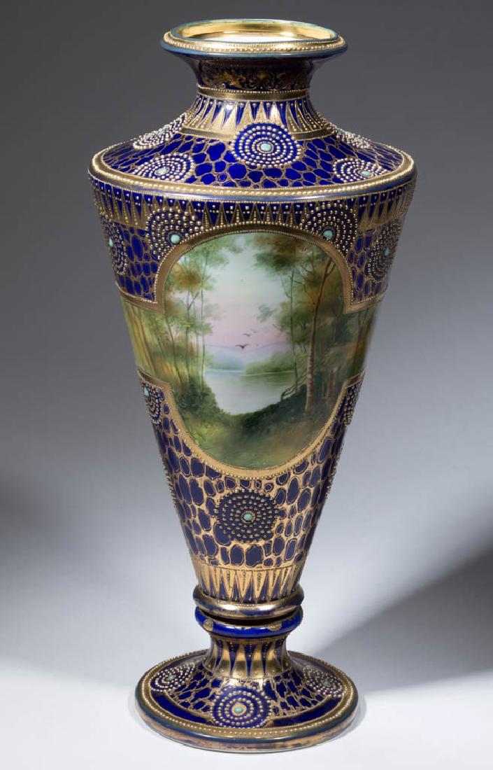 NIPPON PORCELAIN COBALT BOLTED URN (1 of 5)