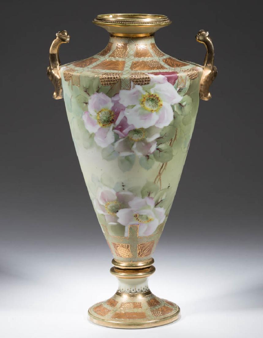 NIPPON PORCELAIN FLORAL BOLTED VASE (1 of 5)