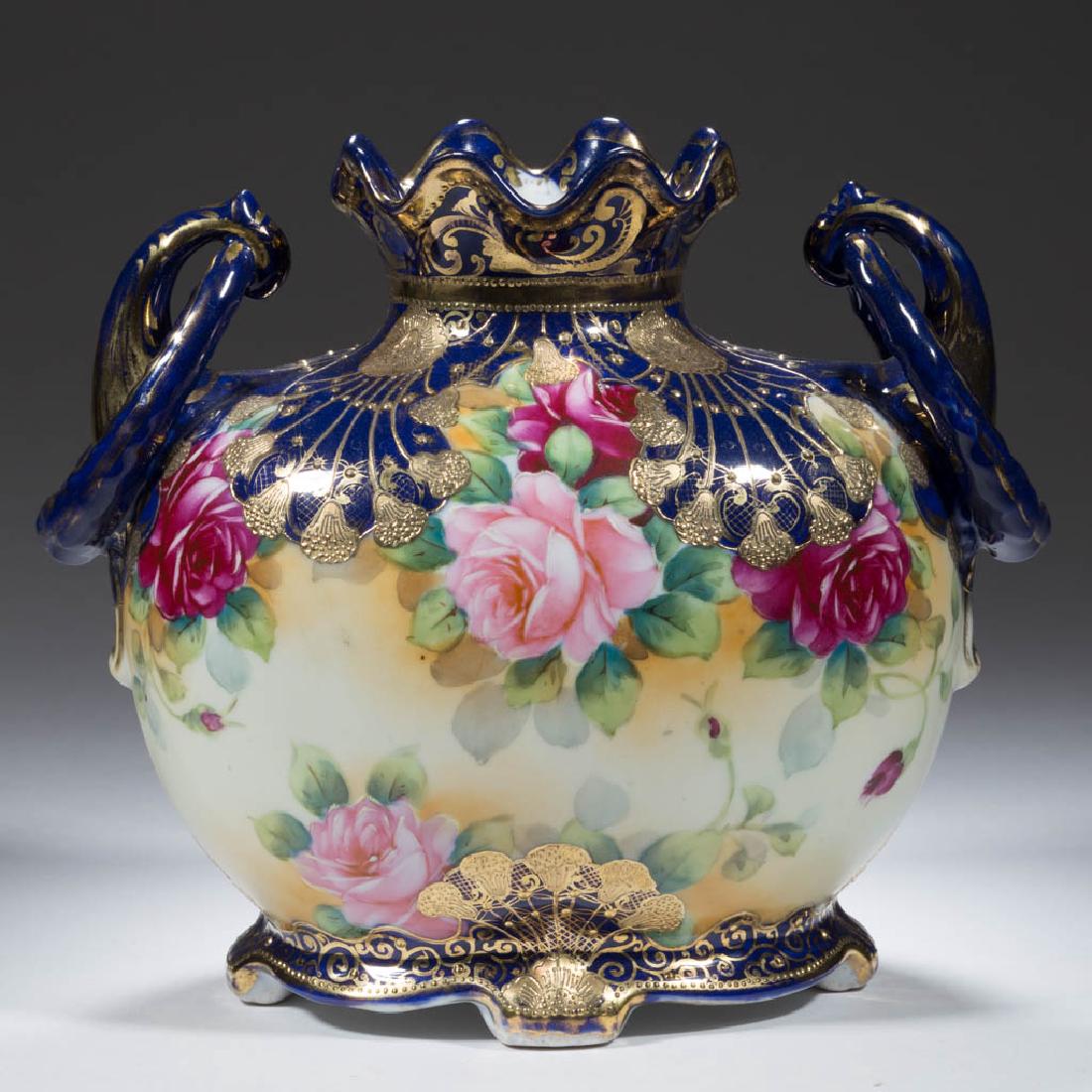 NIPPON PORCELAIN COBALT ROSE ARTICLES, LOT OF TWO (1 of 9)