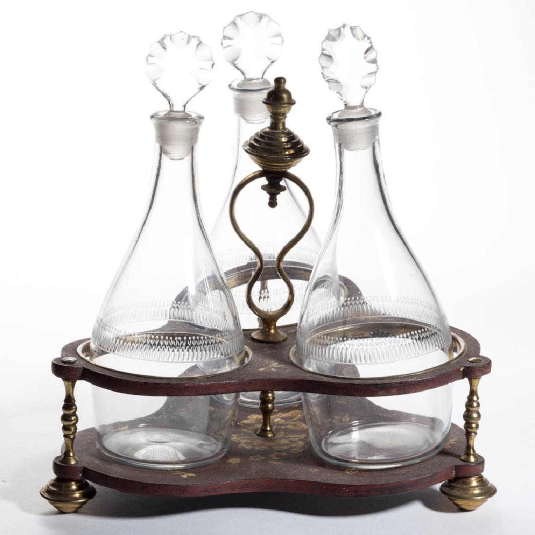 BLOWN AND ENGRAVED THREE DECANTER SET (1 of 1)