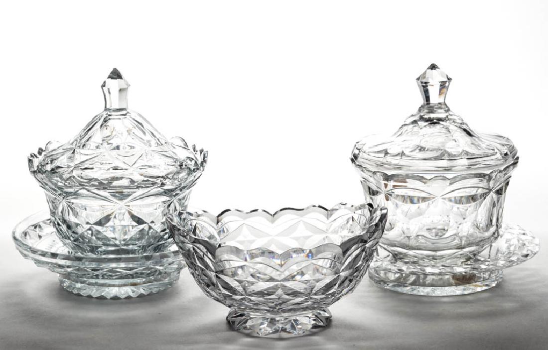 CUT DIAMOND AND ELLIPTICAL TABLE ARTICLES, LOT OF THREE (1 of 1)