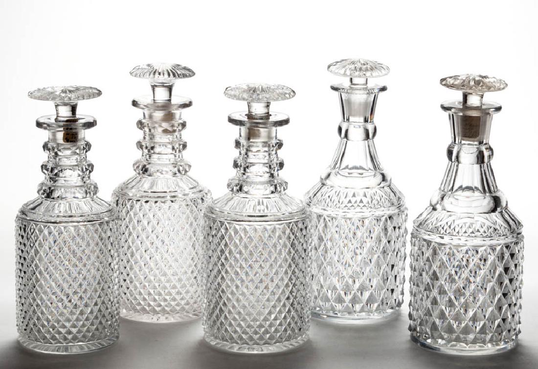 CUT SHARP DIAMOND PINT DECANTERS, PAIR AND SET OF THREE (1 of 1)