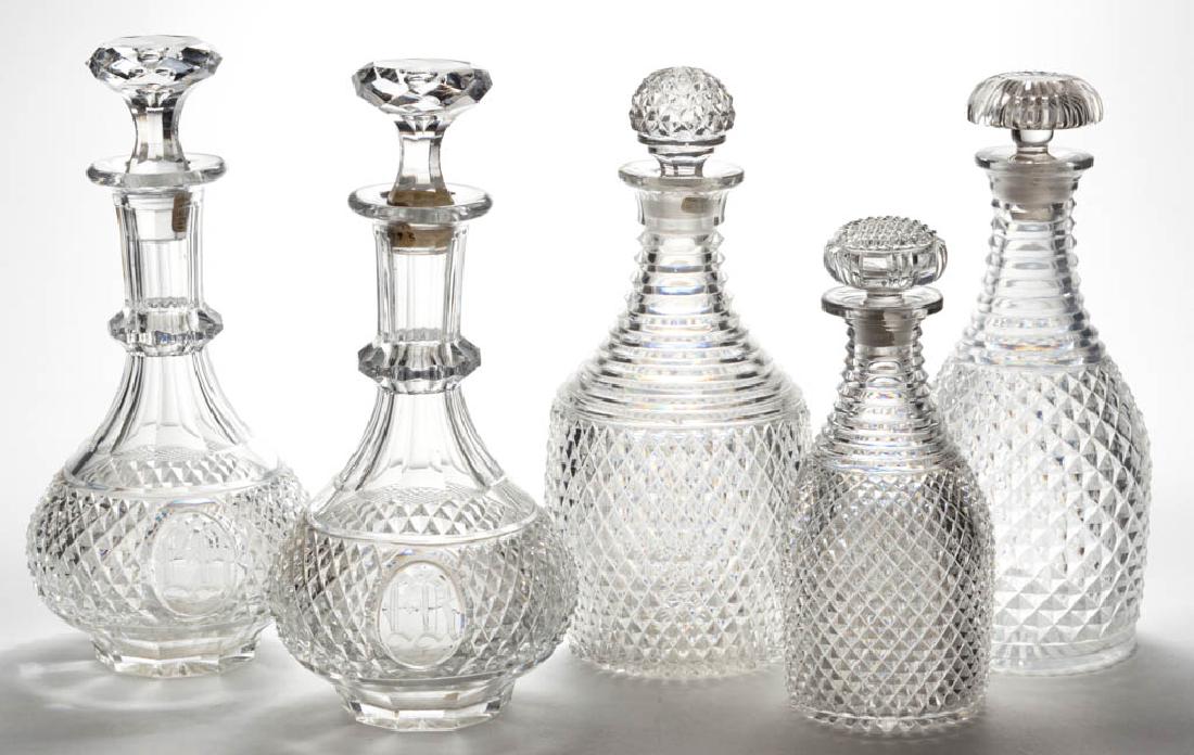 ASSORTED CUT SHARP DIAMOND PINT AND QUART DECANTERS, (1 of 1)