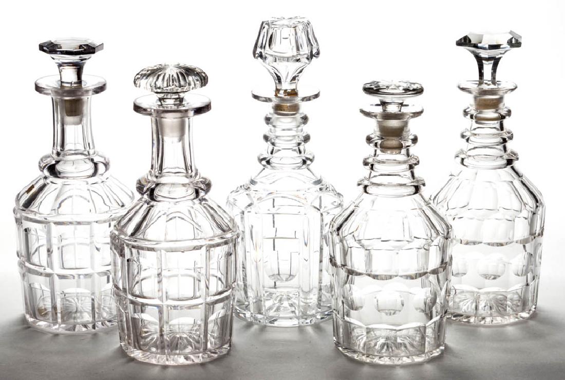 ASSORTED CUT QUART DECANTERS, LOT OF FIVE (1 of 1)