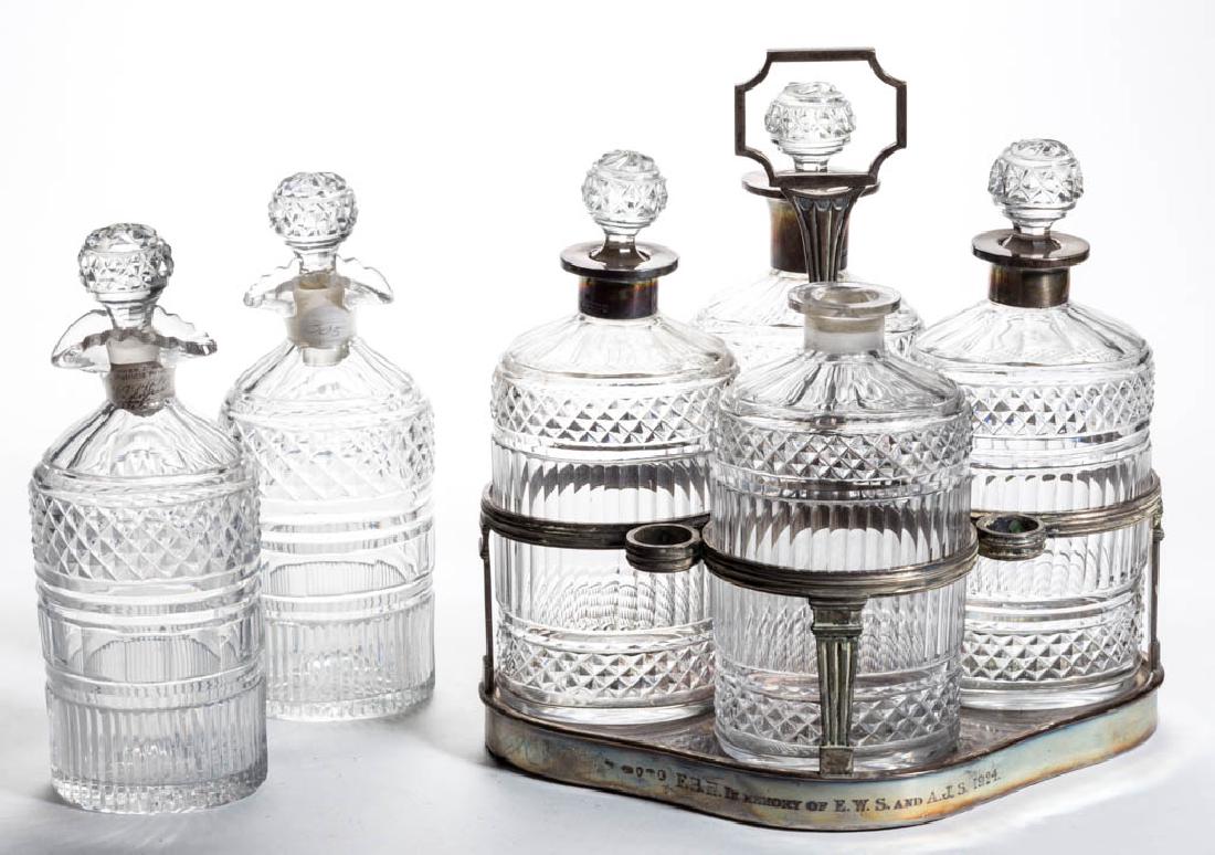 ASSORTED CUT SHARP DIAMOND SPIRIT DECANTERS, LOT OF SIX (1 of 1)