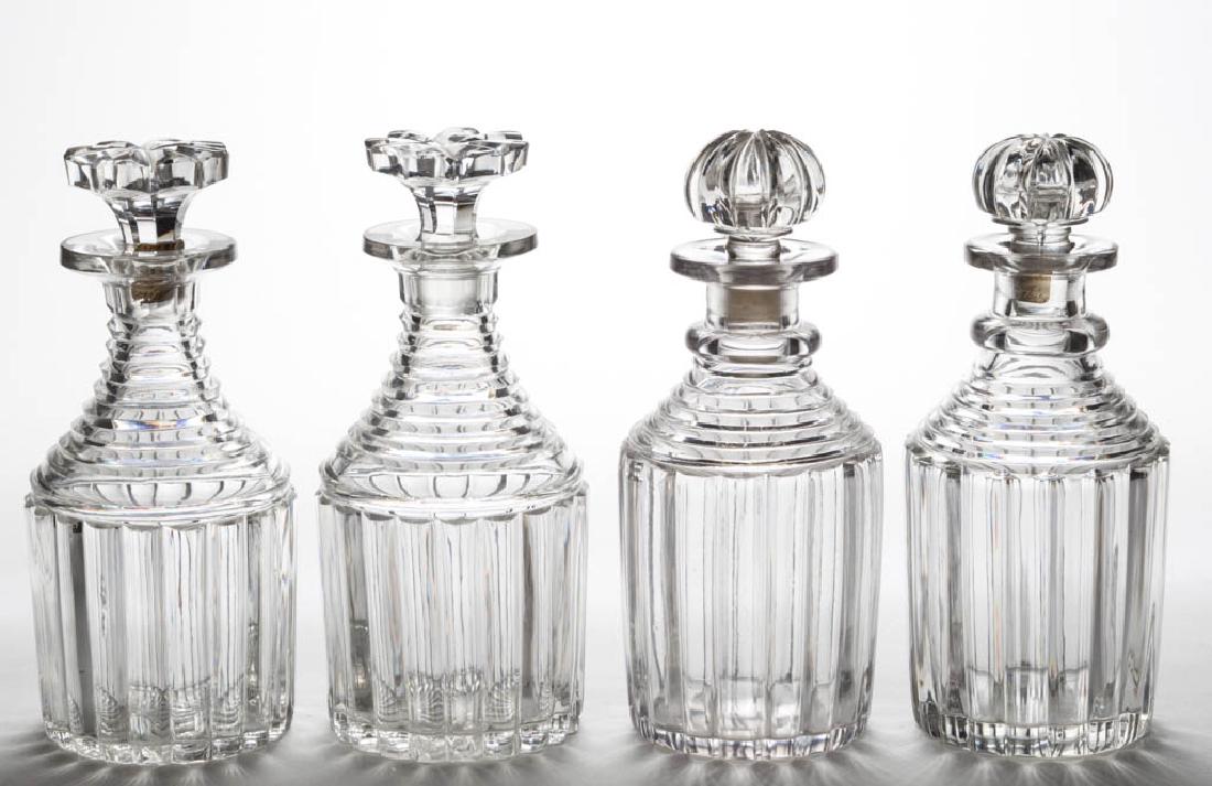 ASSORTED PILLAR AND CUT PINT DECANTERS, TWO PAIR (1 of 1)