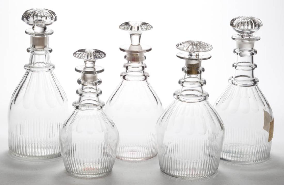 ASSORTED CUT FLUTE PINT AND QUART DECANTERS, LOT OF (1 of 1)