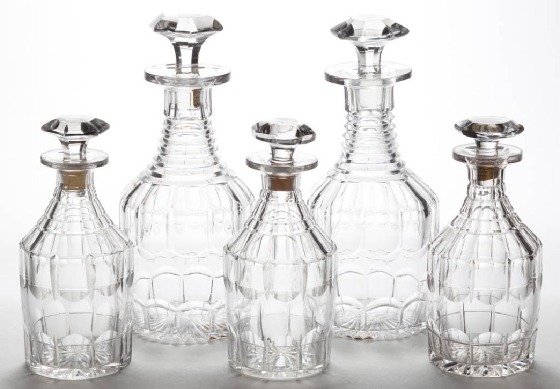 ASSORTED CUT FLUTE AND GROOVE PINT AND QUART DECANTERS, (1 of 1)