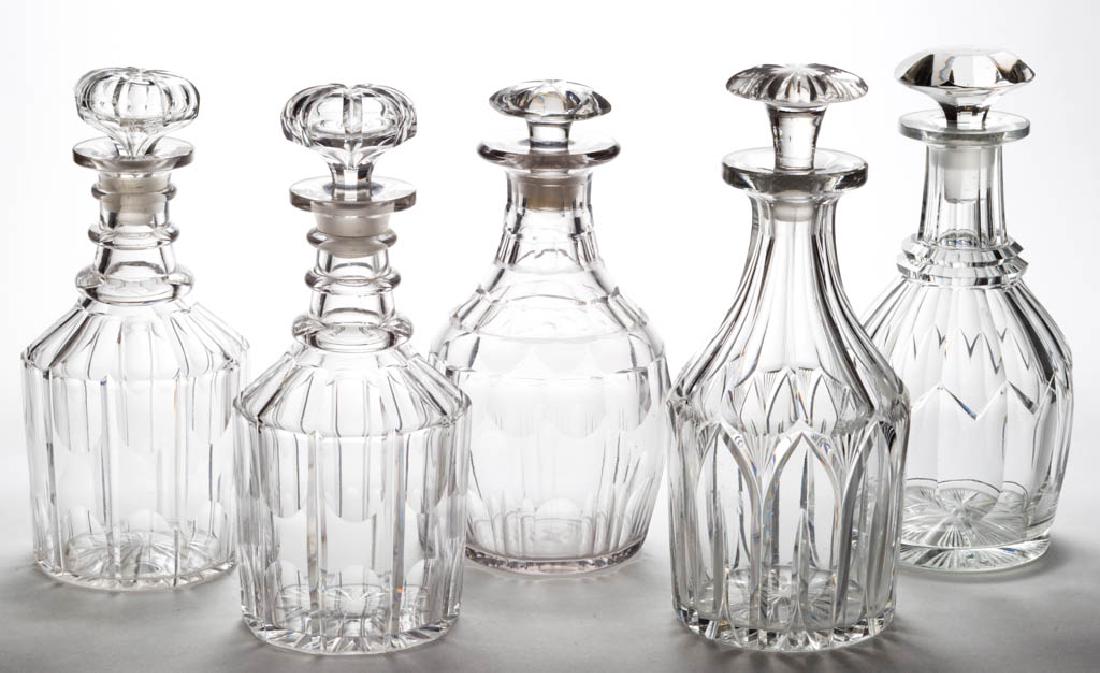 ASSORTED CUT QUART DECANTERS, LOT OF FIVE (1 of 1)