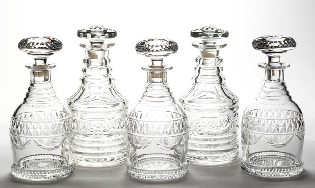 ASSORTED CUT QUART DECANTERS, LOT OF FIVE (1 of 1)